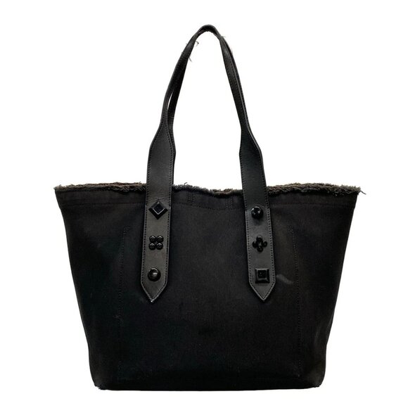 Auth CHRISTIAN LOUBOUTIN fringe bus - Black Red White Canvas Leather Tote Bag - Picture 3 of 15